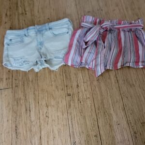 Striped Pink and Denim Shorts-closet cleanout